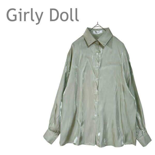 【未使用タグ付】Girly Doll/ガーリードール オーバーサイズシャツ トップス 羽織り 長袖 F