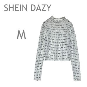 SHEINDAZY/シーインデイジー フリルネックシアーカットソー トップス 長袖 ショート丈 M