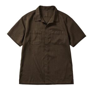 Lサイズ ブリーズフロー 超通気半袖オーバーシャツ ブラウン