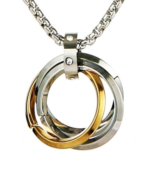 ネックレス メンズ ペンダント 3連リング シンプル ステンレス アクセサリー ゴールド トップ ジュエリー アレルギー 防水