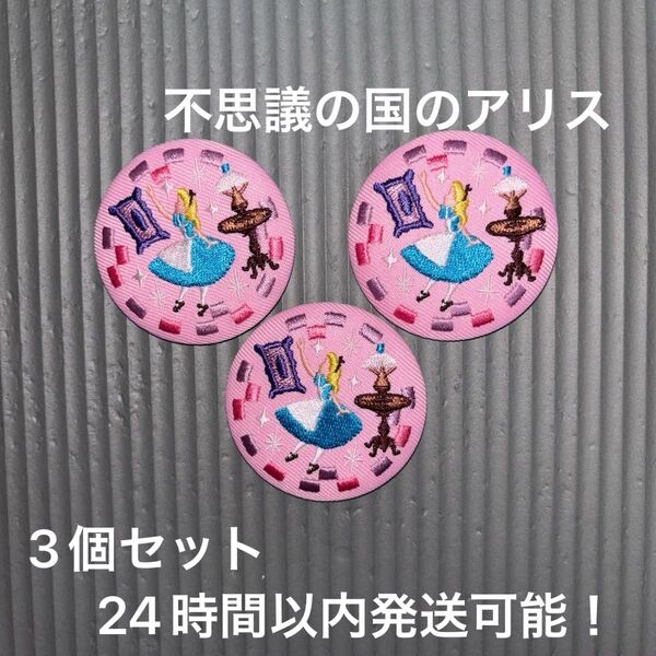 Disney Characters 刺繍缶バッジビスケット 不思議の国のアリス 3個セット