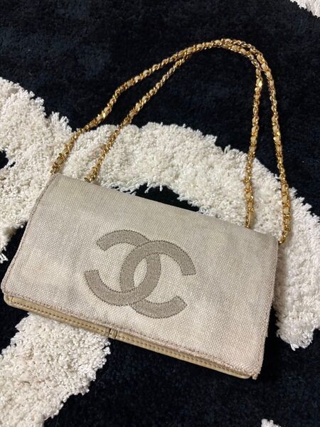 激レアCHANEL チェーンウォレット ココマーク ショルダー クロスボディバッグ レザーキャンバス ココマーク シャネル