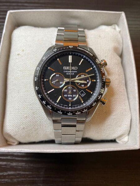 SEIKO クロノグラフ ソーラー腕時計 SBPY167 ブラック