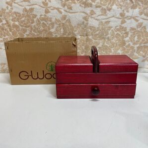 G-Wood 木製 裁縫箱 レッド