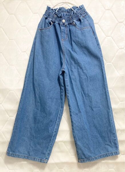 ⑨ワイドパンツ デニムパンツ ワイドデニム パンツ 子供 キッズ ジュニア 淡いカラー 140㎝
