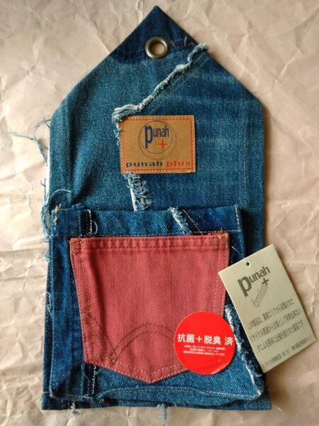 punah+denimリメイクパッチワークリサイクルデニムウォールポケット小①