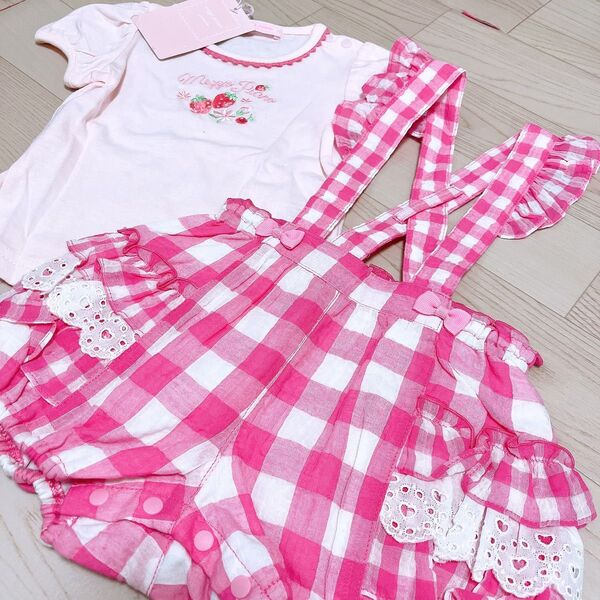 メゾピアノ姫型お嬢様ピンク甘々いちごチェック2点セットコーデ売り