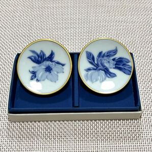 新品★深川製磁 クリスマスローズ オリエンタルブルー スプーンレスト 2個組★ブルーチャイナ ブルーワイナリー★有田焼 香蘭社