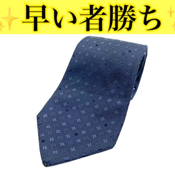 ルイ ヴィトン◎ネクタイ クラヴァット モノグラム シルク ビジネス ネイビー