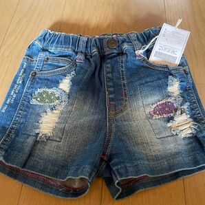 F.O.KIDS デニムショートパンツ ダメージ加工 120