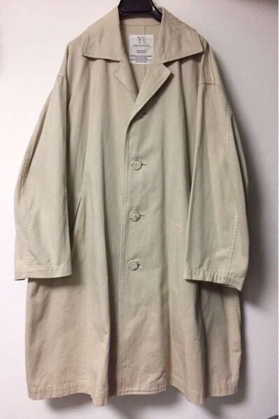 Y's yohji yamamoto チノ生地 オーバーコート 05AWコットン100 ベージュ ジャケット ドロップショルダ