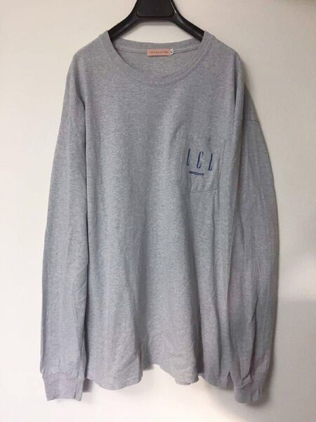 LES CINQ LETTRES 胸ポケット ロンT XL sport グラフィック 長袖 Tシャツ グレー ポケ