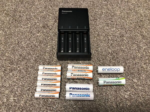 【ほぼ新品】 Panasonic BQ-CC71 充電器 エボルタ eneloop バッテリーセット 充電池 単三 単四