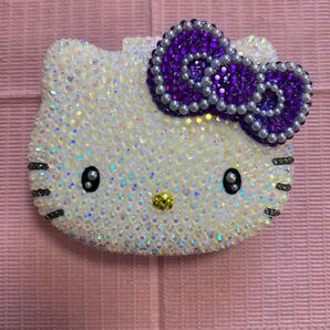 紫パープルリボンパール白猫 キラキラ ピルケース お薬ケース 小物入れ フェイス