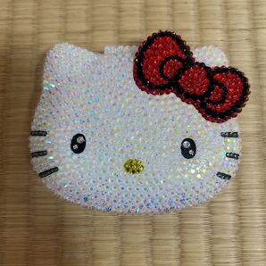 赤リボン白猫 キラキラ 小物入れ フェイス