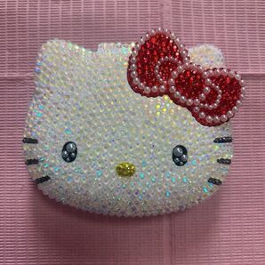 赤リボンパール白猫 キラキラ 小物入れ フェイス