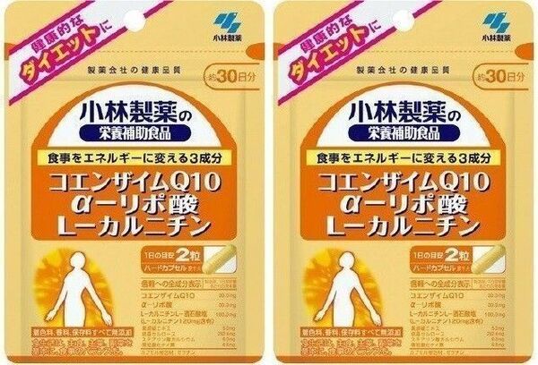 30日分×2袋 小林製薬の栄養補助食品 コエンザイムQ10 α-リポ酸 L-カルニチン