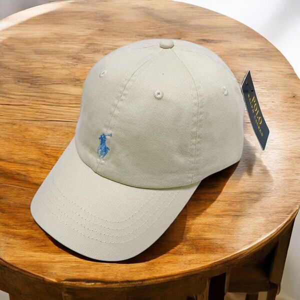 POLOラルフローレン ベースボールキャップ オフホワイト 薄いブルーロゴ ユニセックス 新品 紙袋付き 即日匿名発送