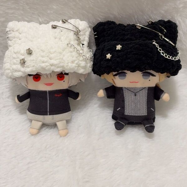 2セット ネコ耳 ニット帽 10cm にじぱぺっと ぬい服 ぬい帽子