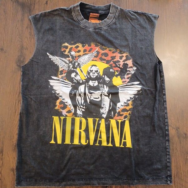 NIRVANA風 ノースリーブTシャツ XL 両面プリント
