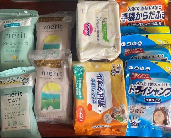 ドライシャンプー&ボディシート詰め合わせ12点