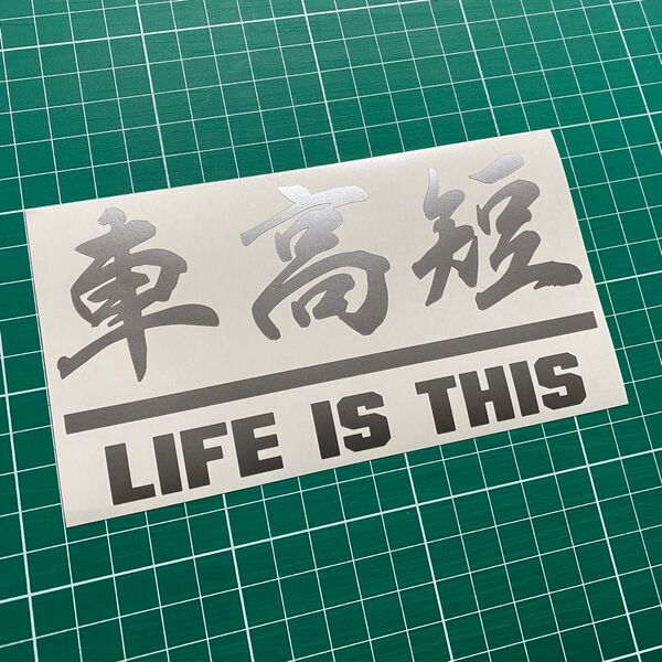車高短カッティングステッカーLIFE IS THIS 人生はこれだ! カラー変更可能 シャコタン