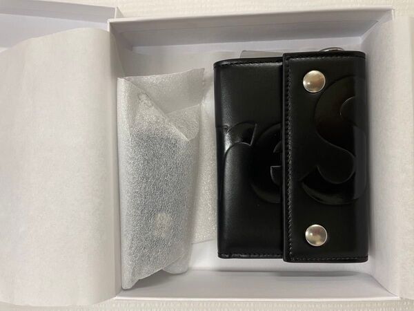 Supreme Leather Chain Wallet Snow Black