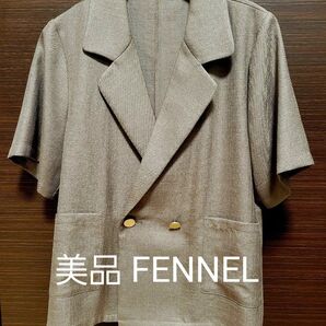 ハーフスリーブ テーラードジャケット リネンライク 半袖 ジャケット M モカ 春夏 フェンネル FENNEL