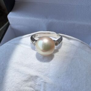 《希少 大粒akoya真珠9mm × 天然ダイヤ0.15ct プラチナリング》指輪 真珠 ダイヤ プラチナ アコヤ