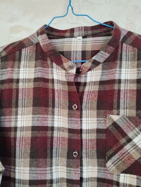 チェック柄シャツ LLサイズ レッド系 レディース