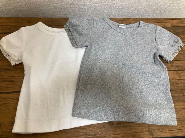 gap baby 2y カットソー 95cm 2枚セット(グレー、ホワイト)