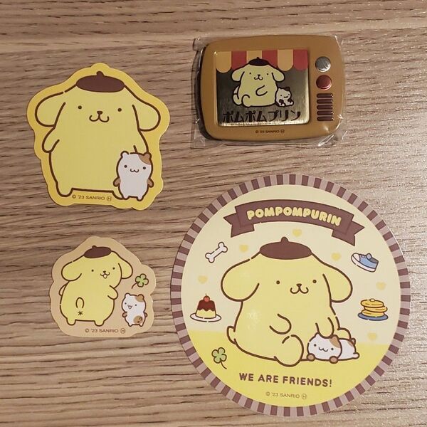 サンリオキャラクターズ ポムポムプリン 缶バッジ&シール