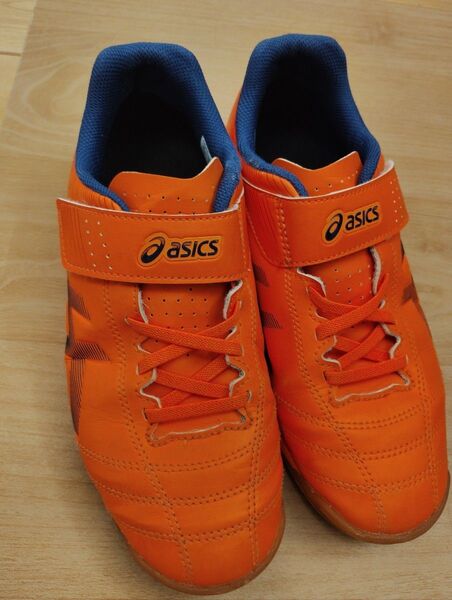 アシックス asics ジュニア JUNIOLE フットサルシューズ トレーニングシューズ サイズ22cm ベルクロ オレンジ