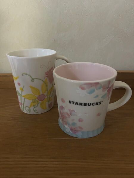 スターバックス スタバ マグカップ コップ 食器 花 フラワー ピンク 水色 コーヒー 陶器製 洋食器