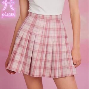 制服 スクールスカート 高校 JK ピンク チェック柄 スカート コスプレ SHEIN