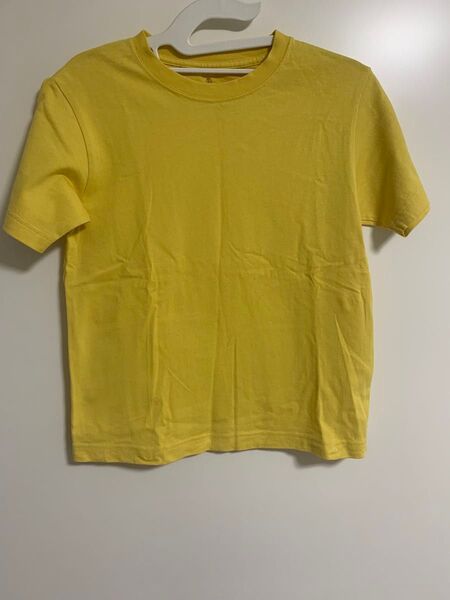 GU ジーユー キッズ 子供服 イエロー 黄色 コットン 綿100 半袖Tシャツ クルーネック 150cm