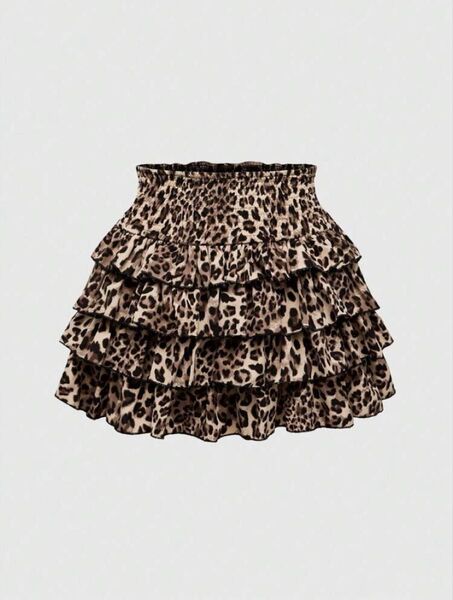 SHEIN ROMWE ヒョウ柄 レオパード柄 フリルスカート スカパン ミニスカート ボトムス ギャル Y2K LL XL