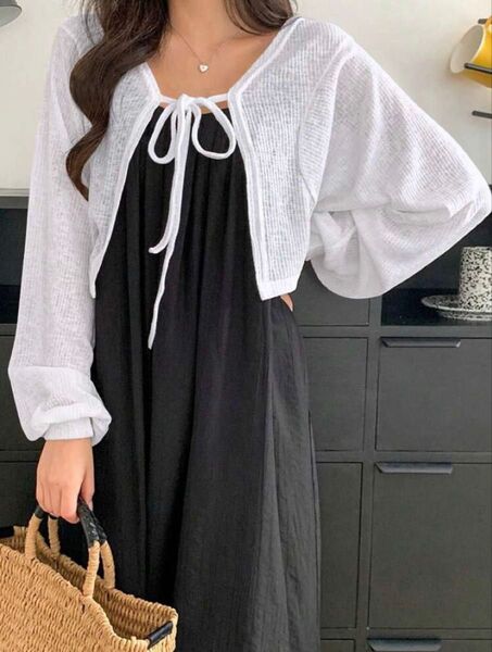 SHEIN 白 カーディガン UVカット シースルー 薄手