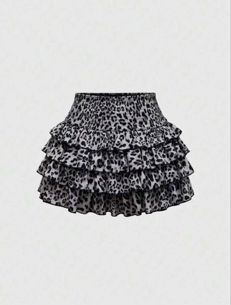 SHEIN ROMWE ヒョウ柄 レオパード柄 フリルスカート スカパン ミニスカート ボトムス ギャル Y2K LL XL