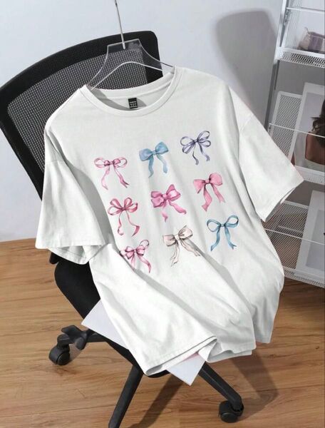 SHEIN Tシャツ 半袖 ホワイト 白 リボン