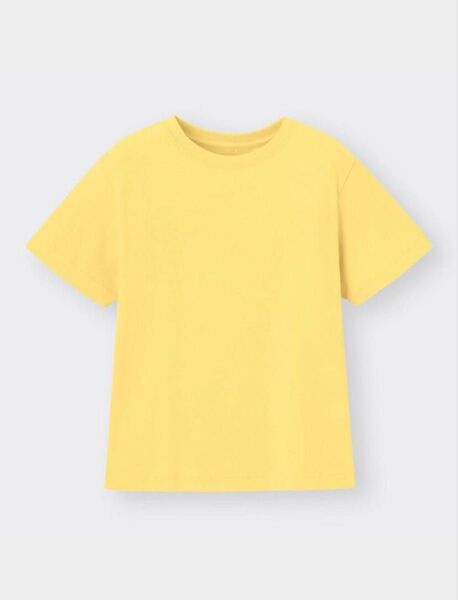 GU ジーユー キッズ 子供服 イエロー 黄色 コットン 綿100 半袖Tシャツ クルーネック 150cm