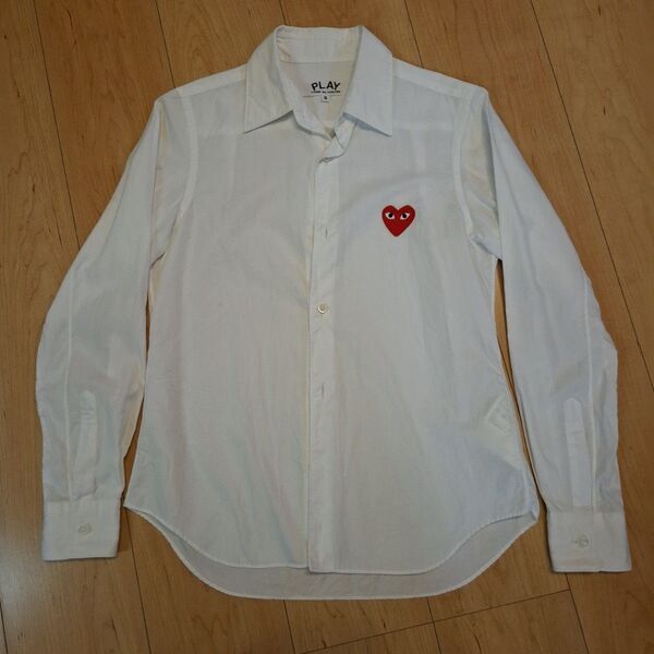 PLAY COMME des GARONS ハート 白シャツ 長袖シャツ コム・デ・ギャルソン