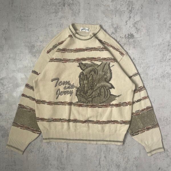 【古着】Tom and Jerry ニット セーター 薄手 オーバーサイズ vintage トムとジェリー 90's