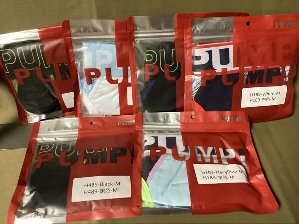 送料無料【Pump!】6枚セット売り切りお買い得!!メンズ ブリーフ メッシュ素材 フロント立体タイプ ナイロンメッシュ