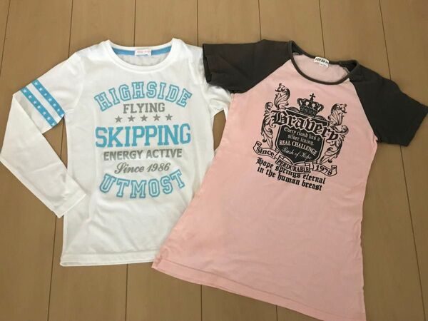 140cm 女の子 薄手長袖Tシャツと半袖チュニックのセット