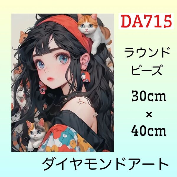 DA715☆ダイヤモンドアートキット☆猫と女の子