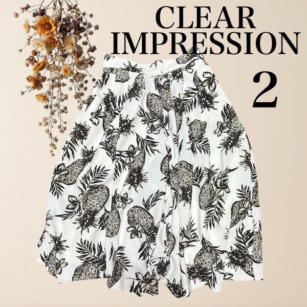 CLEAR IMPRESSION クリアインプレッション ガウチョパンツ フレアパンツ スカート見え 2 パイナップル柄