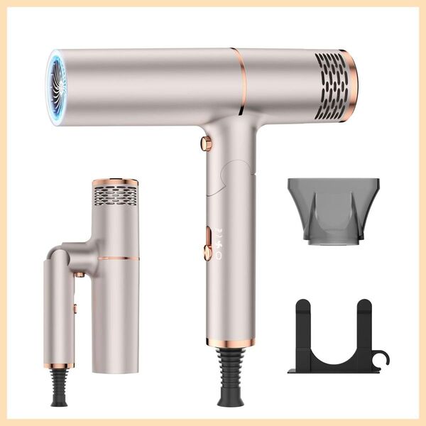 ヘアドライヤー 風量調節 T字型 高濃度マイナスイオン ノズル付 速乾 大風量 コンパクト 1500W 折り畳み式 軽量 サロン