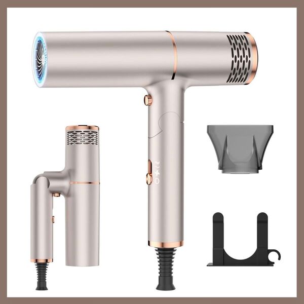 ヘアドライヤー 風量調節 T字型 高濃度マイナスイオン ノズル付 速乾 大風量 コンパクト 1500W 折り畳み式 軽量 サロン