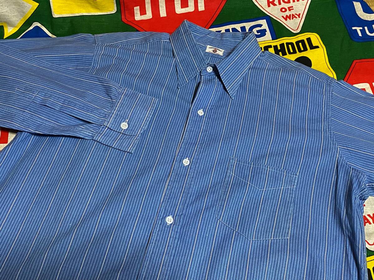 ★プリントストライプな1枚★Made in USA製アメリカ製ビンテージコットン